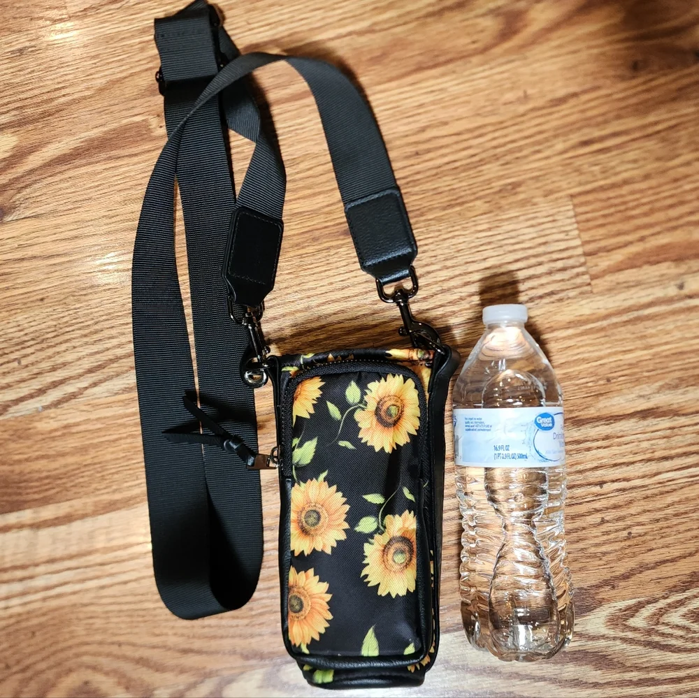 Crossbody Sunflower Water Bottle Bag Phone Holder Wallet Combo